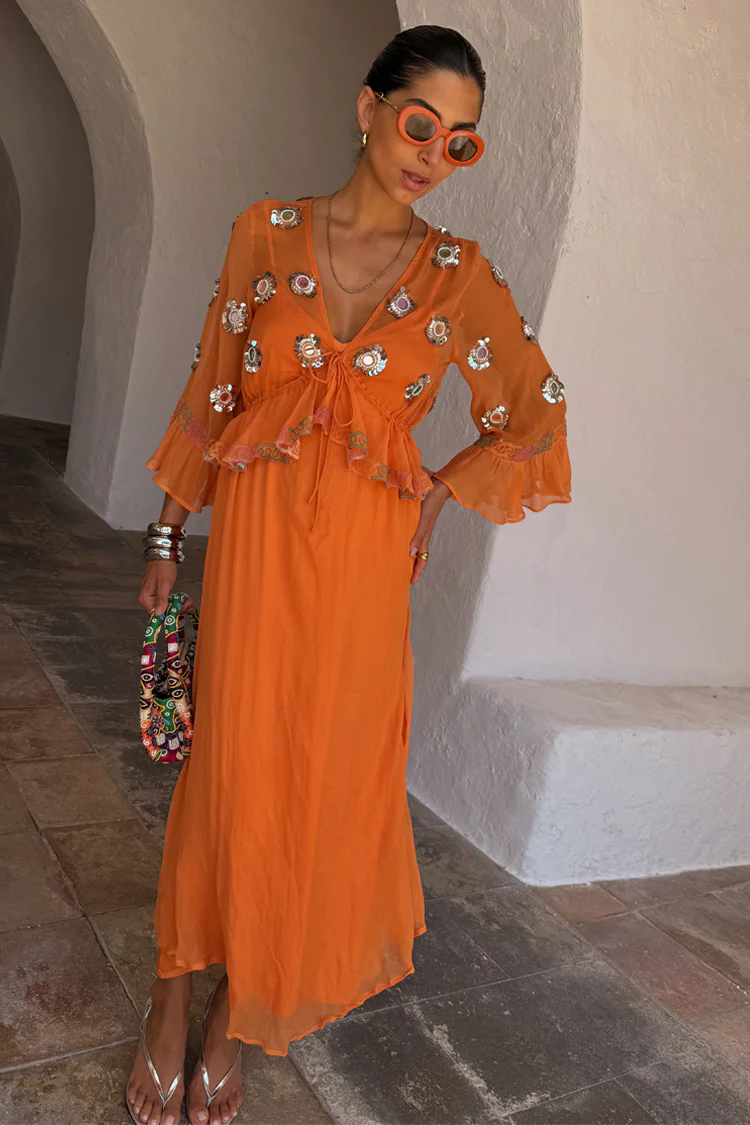 Apricot Embellished Ines Dress - Image 5