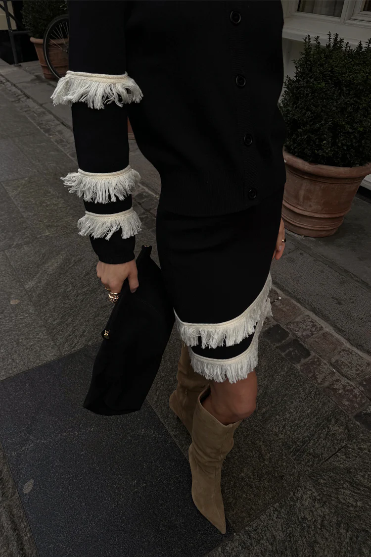 Black and Cream Fringe Jake Skirt - Image 2