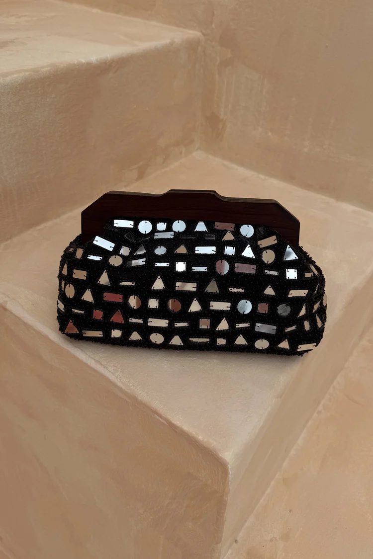 Black Beaded Mirror Bag - Image 3