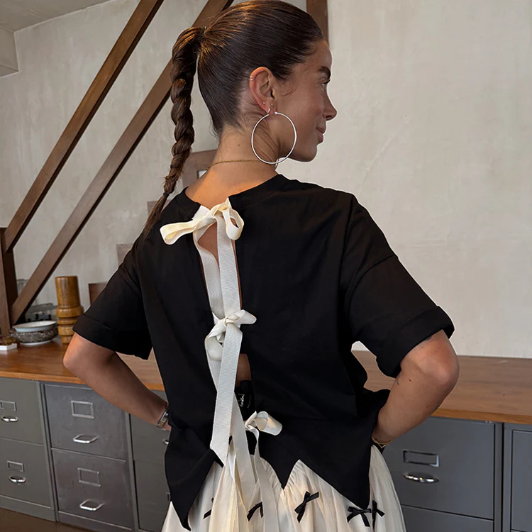 Black Bow Back T-Shirt
