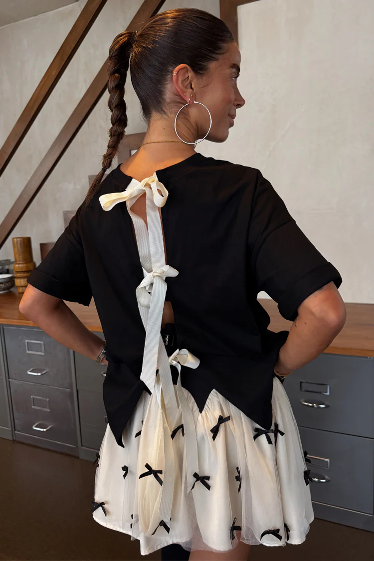 Black Bow Back T-Shirt - Image 2