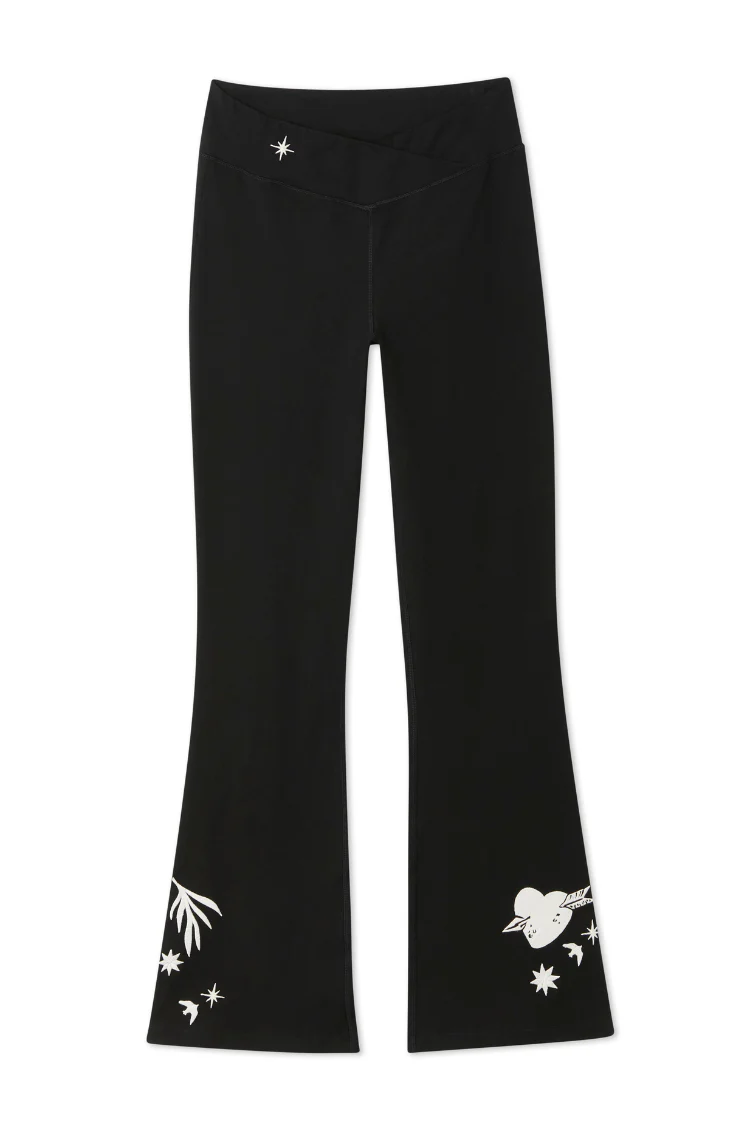 Black Cotton Wide Leg with Ecru Embroidery - Image 10