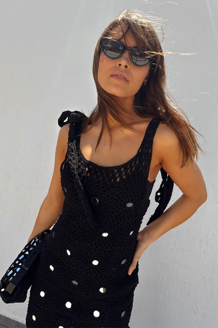 Black Crochet Alicia Dress - Image 6
