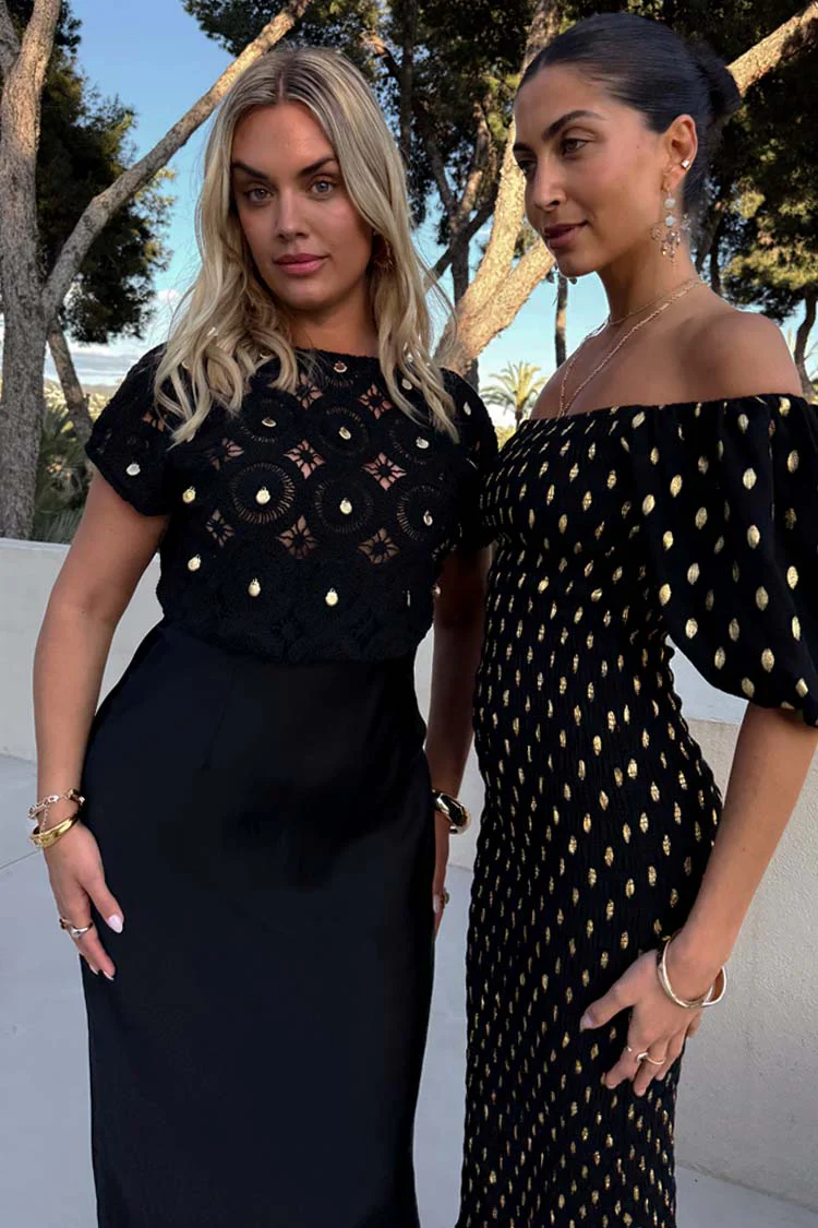 Black Crochet Shell Elodie Dress - Image 6