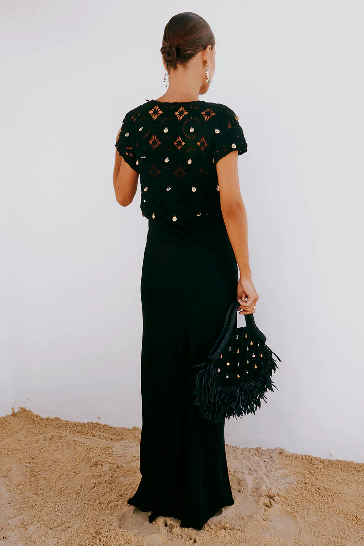 Black Crochet Shell Elodie Dress - Image 9