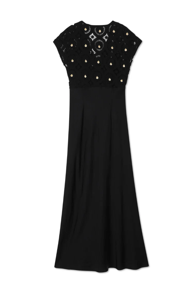 Black Crochet Shell Elodie Dress - Image 11
