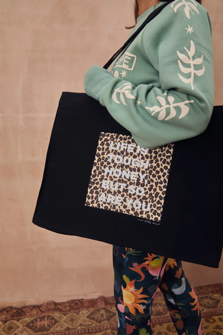 Black Life Is Tough Tote Bag - Image 5
