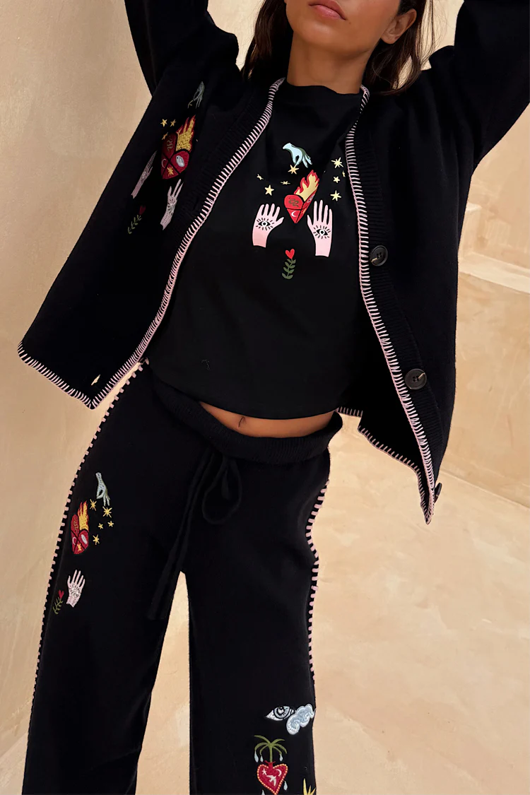 Black Night Garden Knit Jogger - Image 6