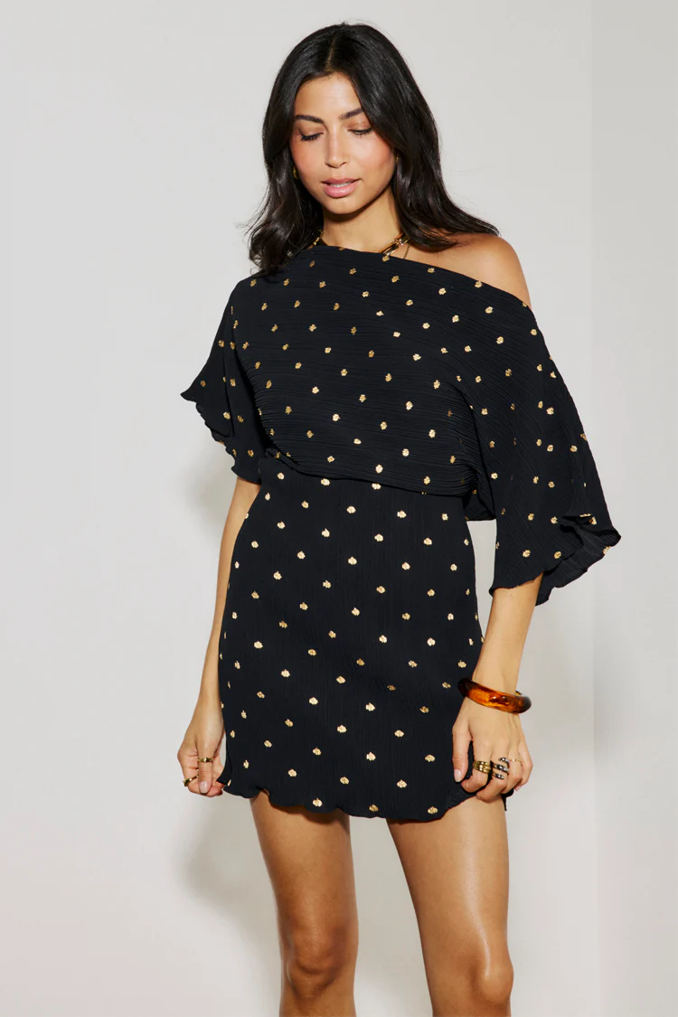 Black Plisse Mini Tilly Dress - Image 6
