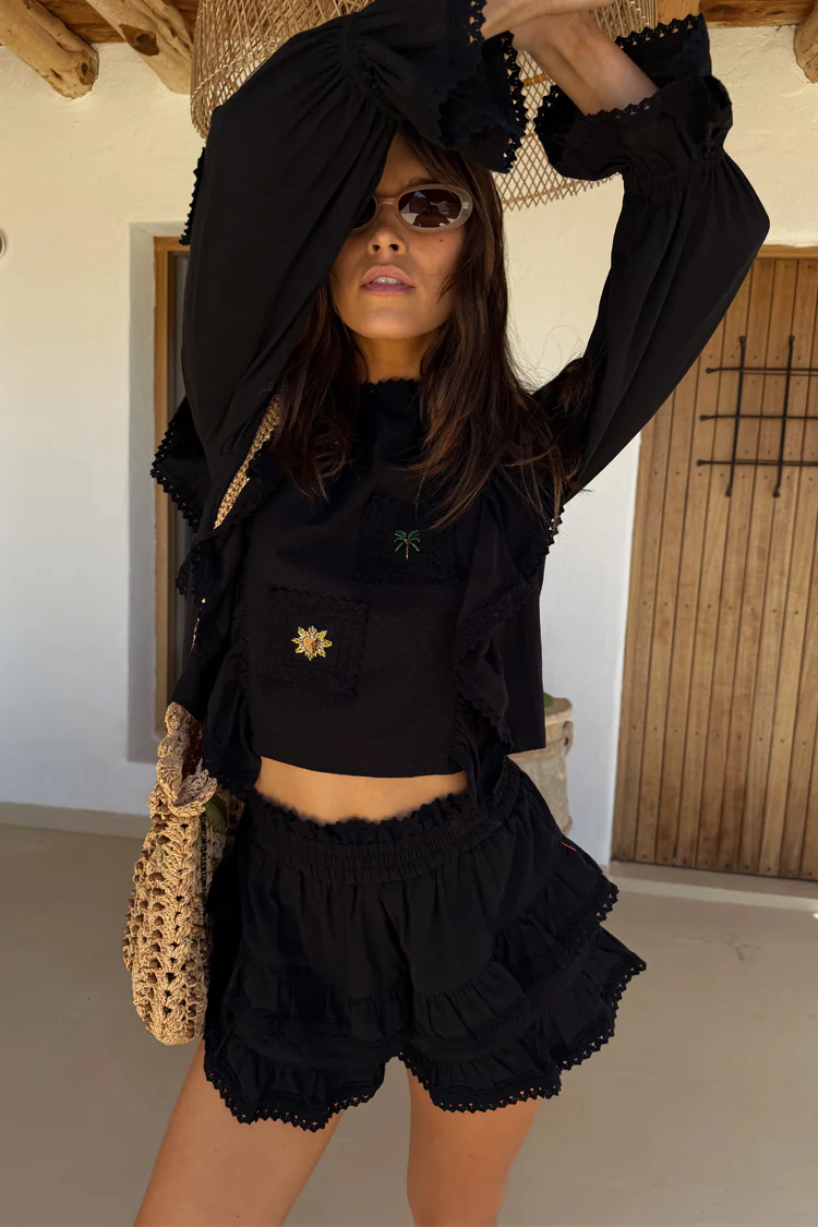 Black Ruffle Shorts - Image 5
