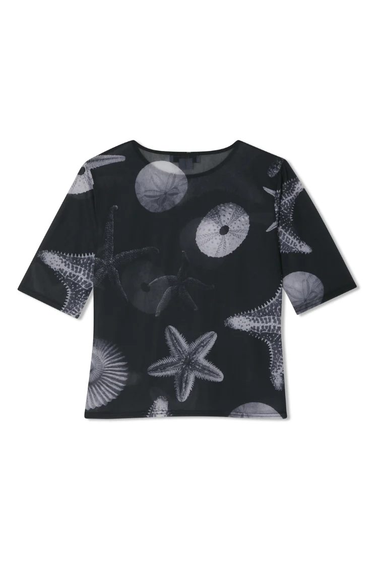 Black Seashell Mesh T Shirt - Image 10
