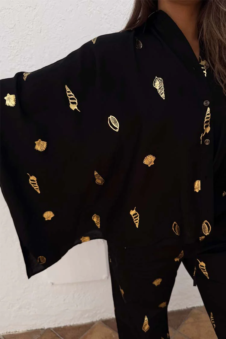 Black Shell Cape Shirt - Image 10