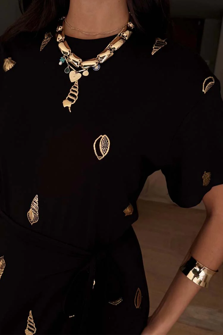 Black Shell Midi Leia Dress - Image 10