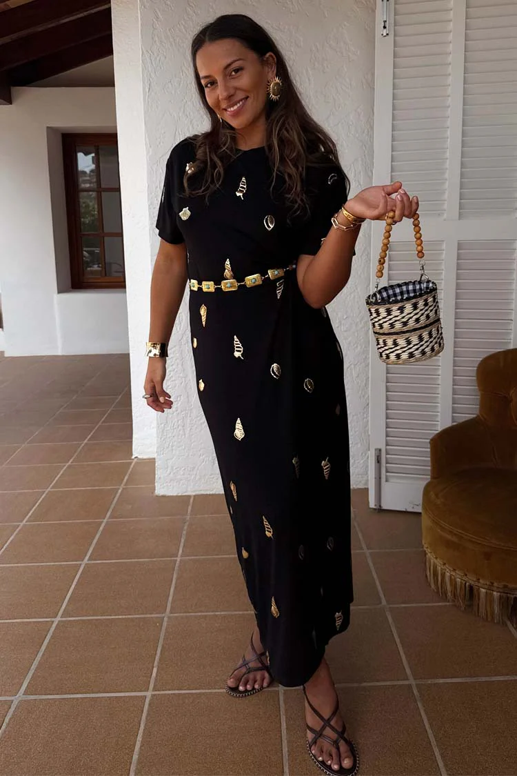 Black Shell Midi Leia Dress - Image 12