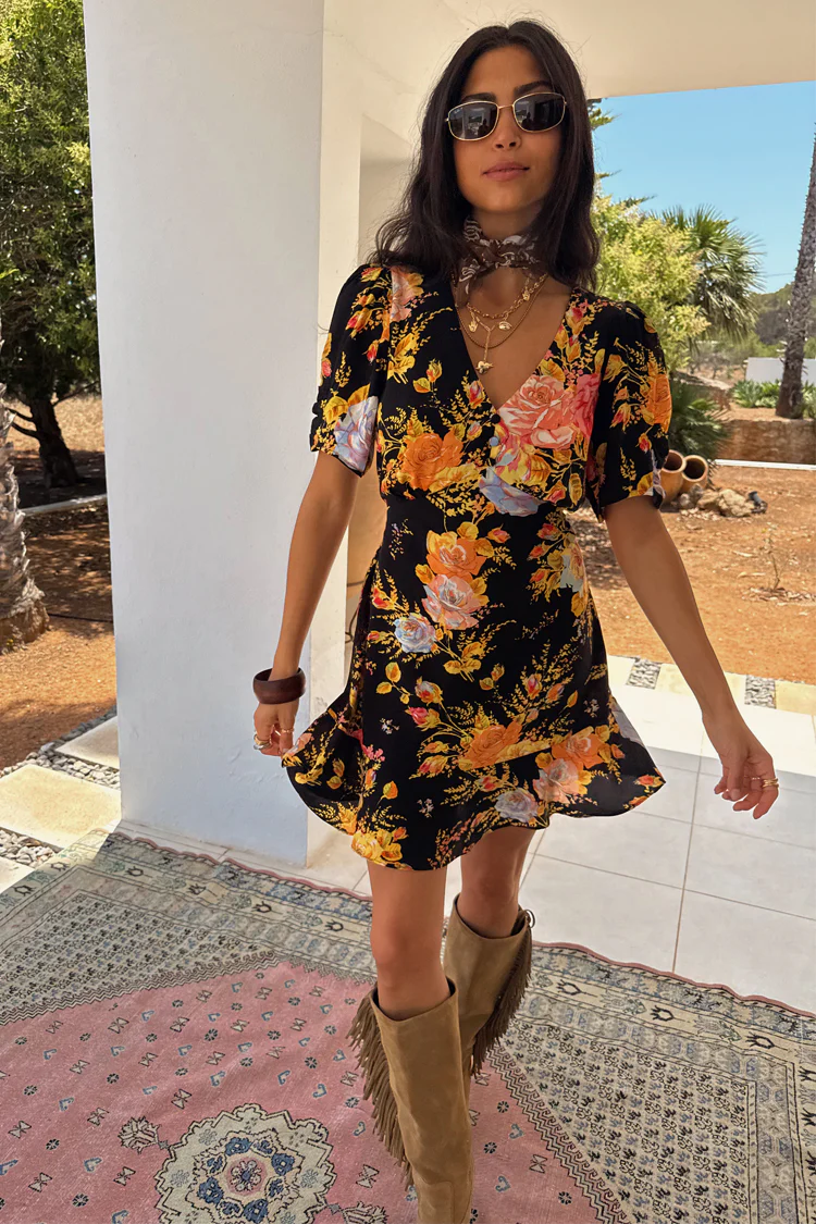 Black Sofia Mini Tea Dress - Image 2