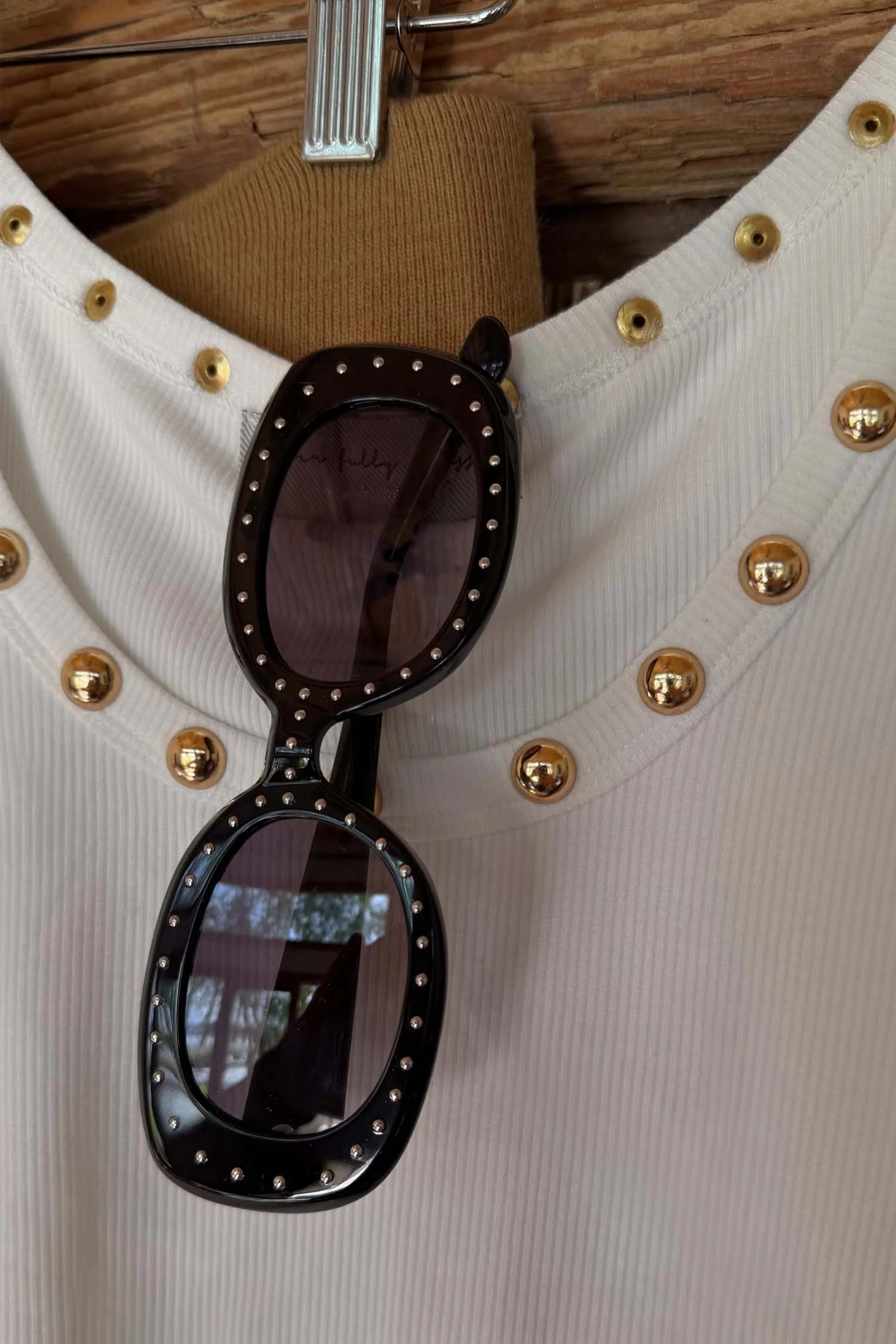 Black Studded Acetate Sunglasses - Image 6