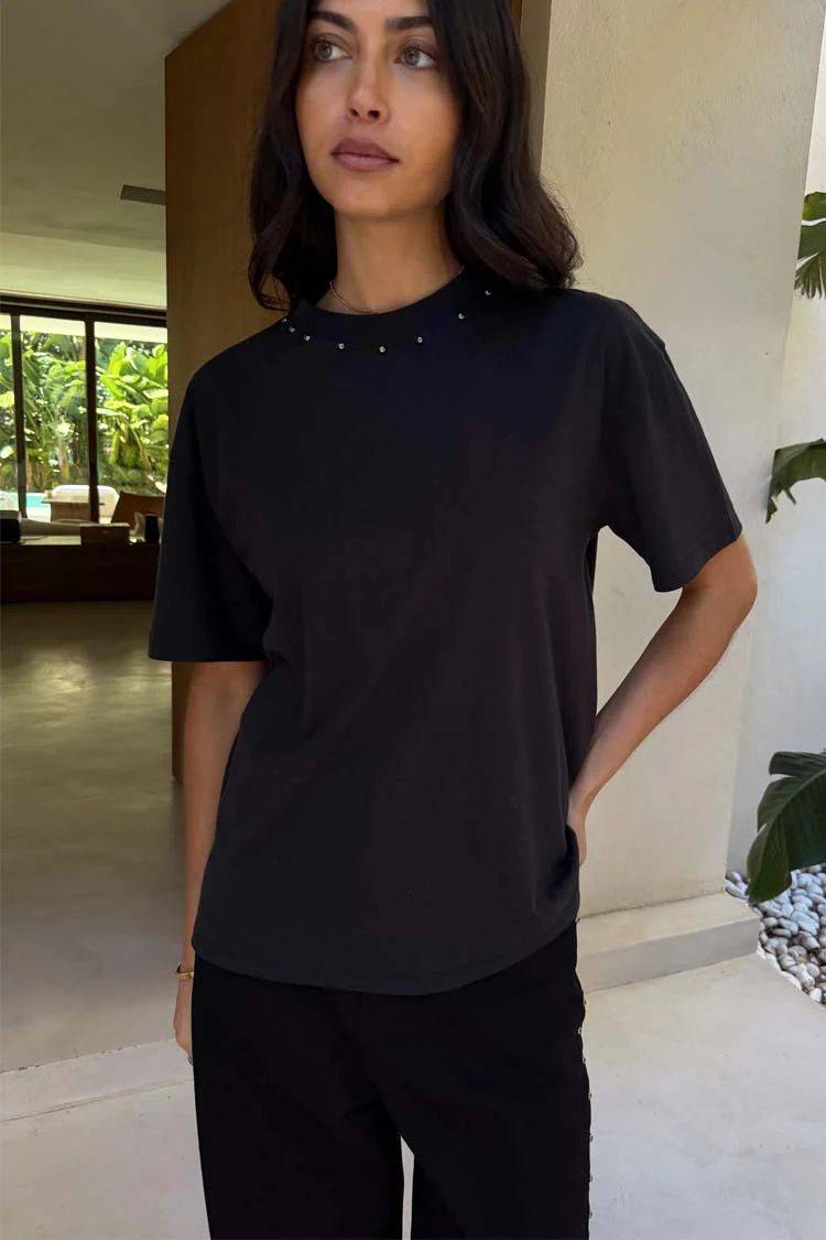 Black Studded T-Shirt - Image 2