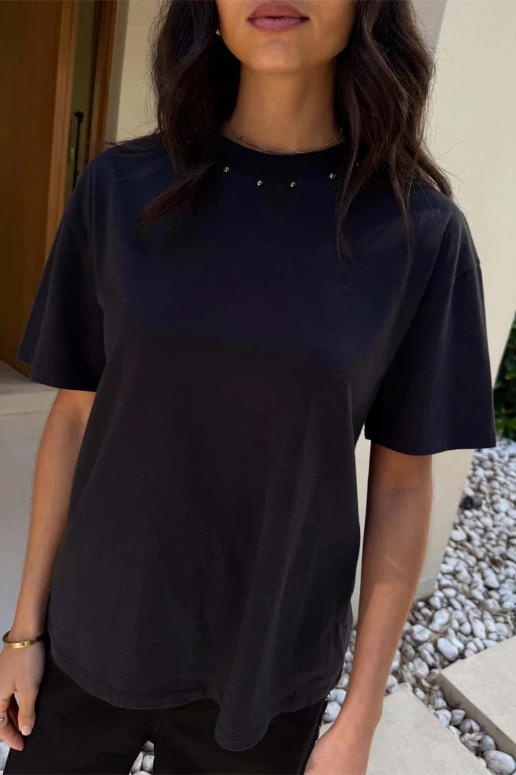 Black Studded T-Shirt - Image 5