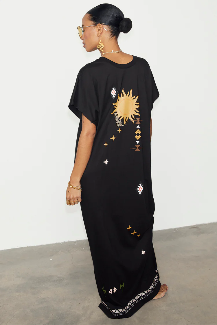 Black Sunshine Palm T-Shirt Dress - Image 10