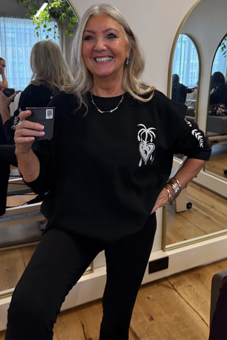 Black Sweatshirt with Ecru Embroidery - Image 8