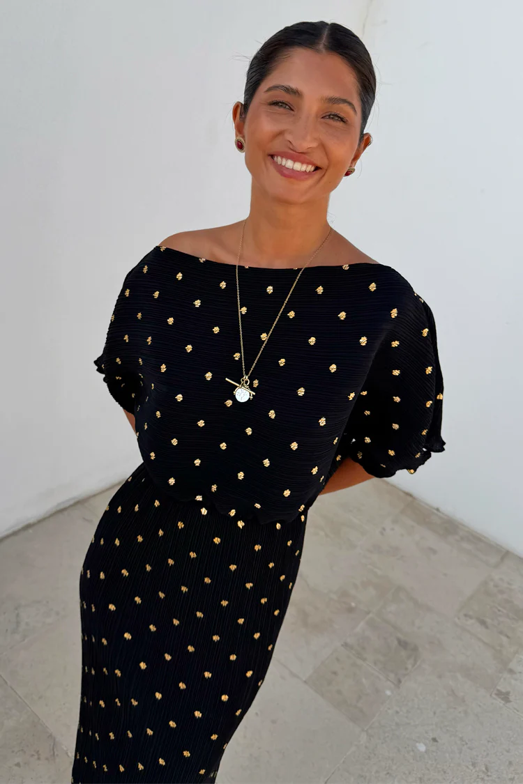 Black Tilly Dress with Gold Foil - Image 11