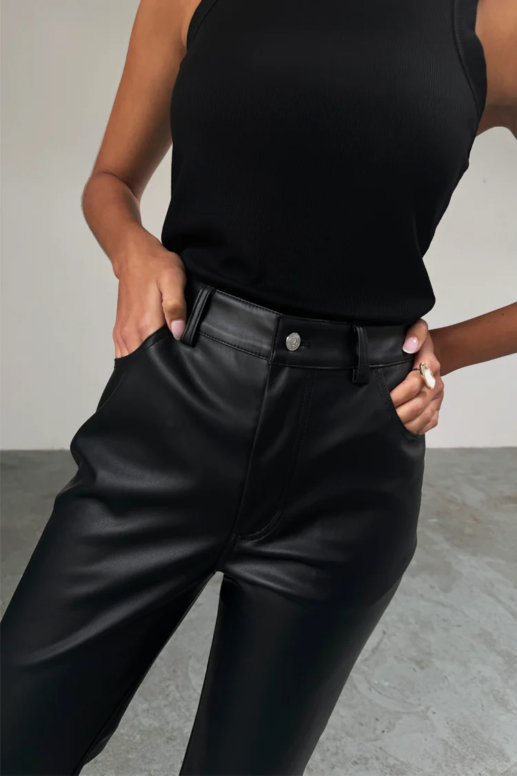 Black Vegan Leather Trouser - Image 6