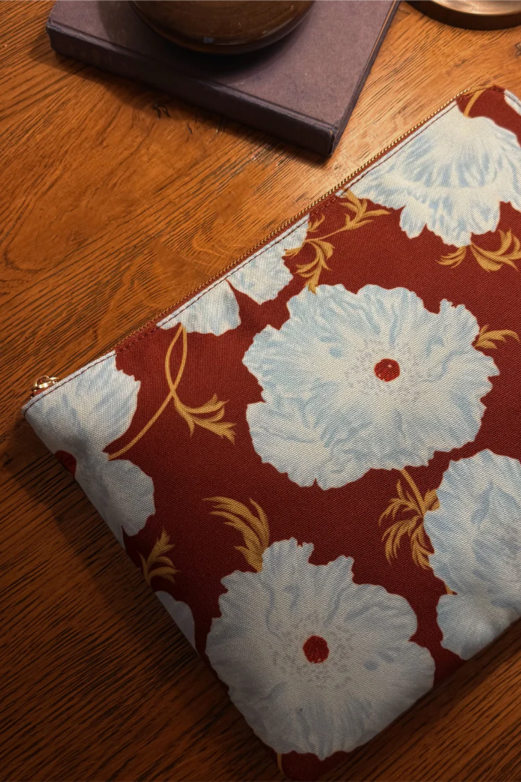 Blue & Burgundy Poppy Laptop Case - Image 6