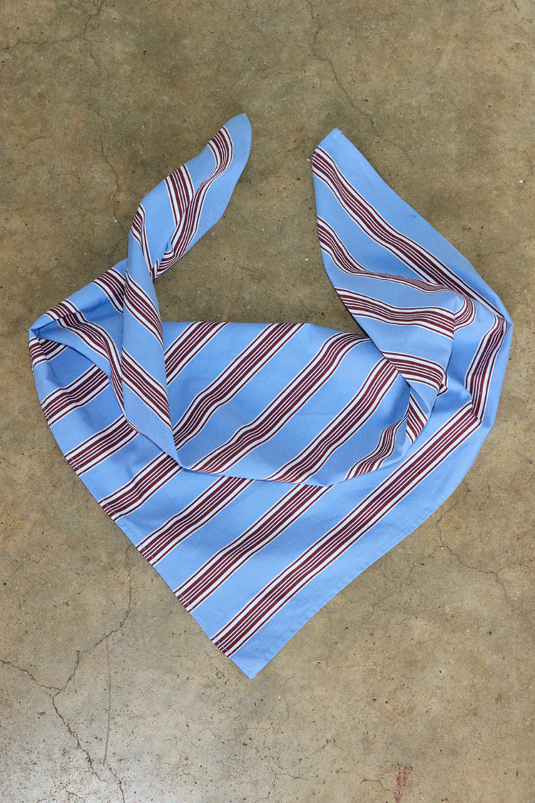 Blue Cotton Stripe Bandana - Image 3