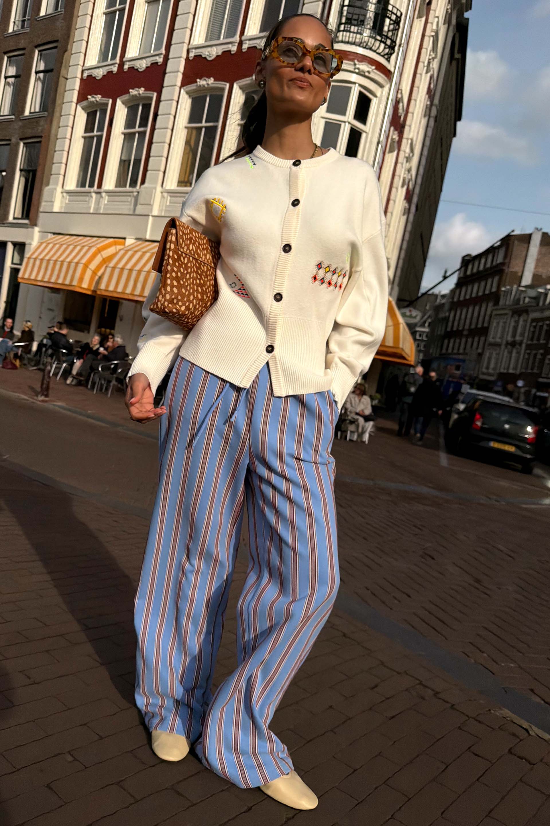 Blue Cotton Stripe Jogger - Image 2
