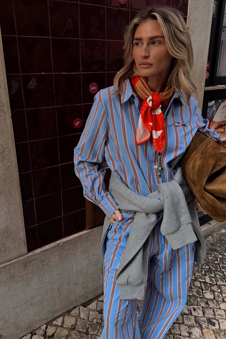 Blue Cotton Stripe Miley Shirt - Image 7