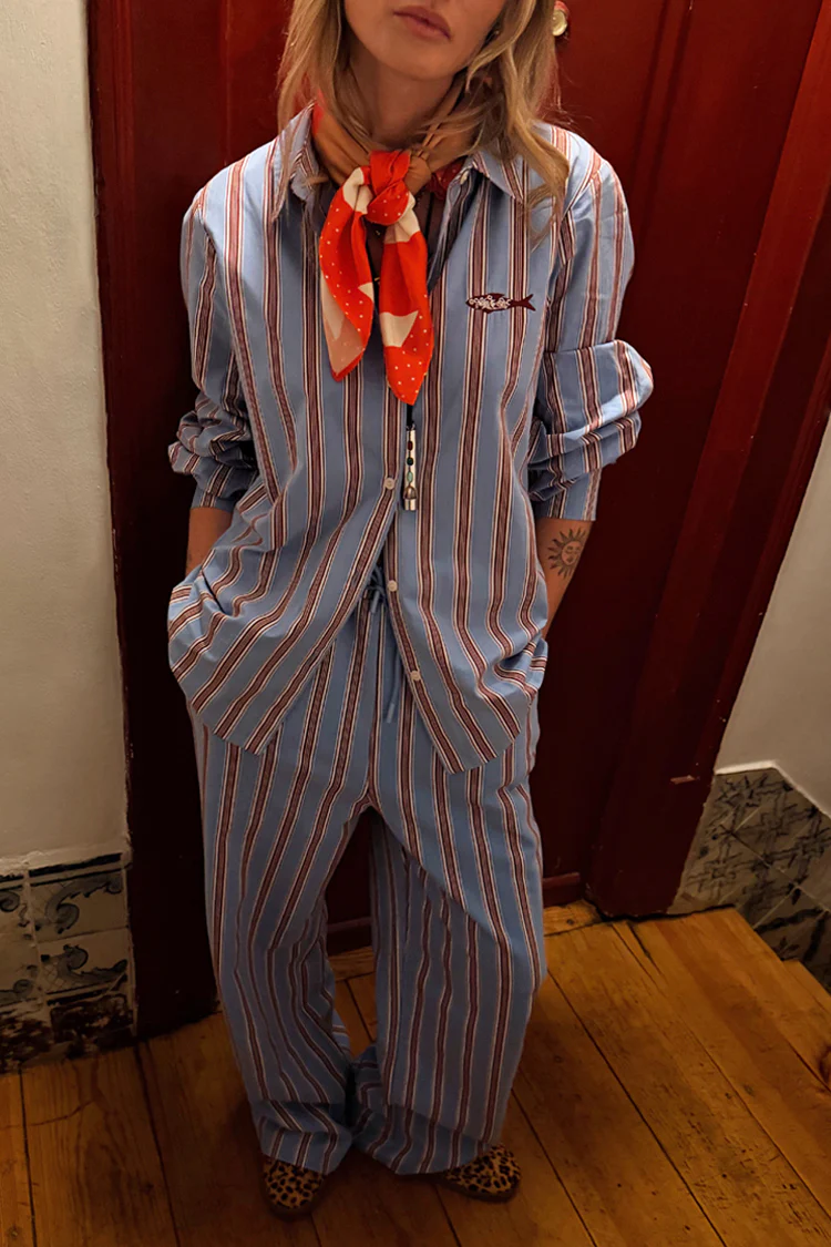 Blue Cotton Stripe Miley Shirt - Image 8