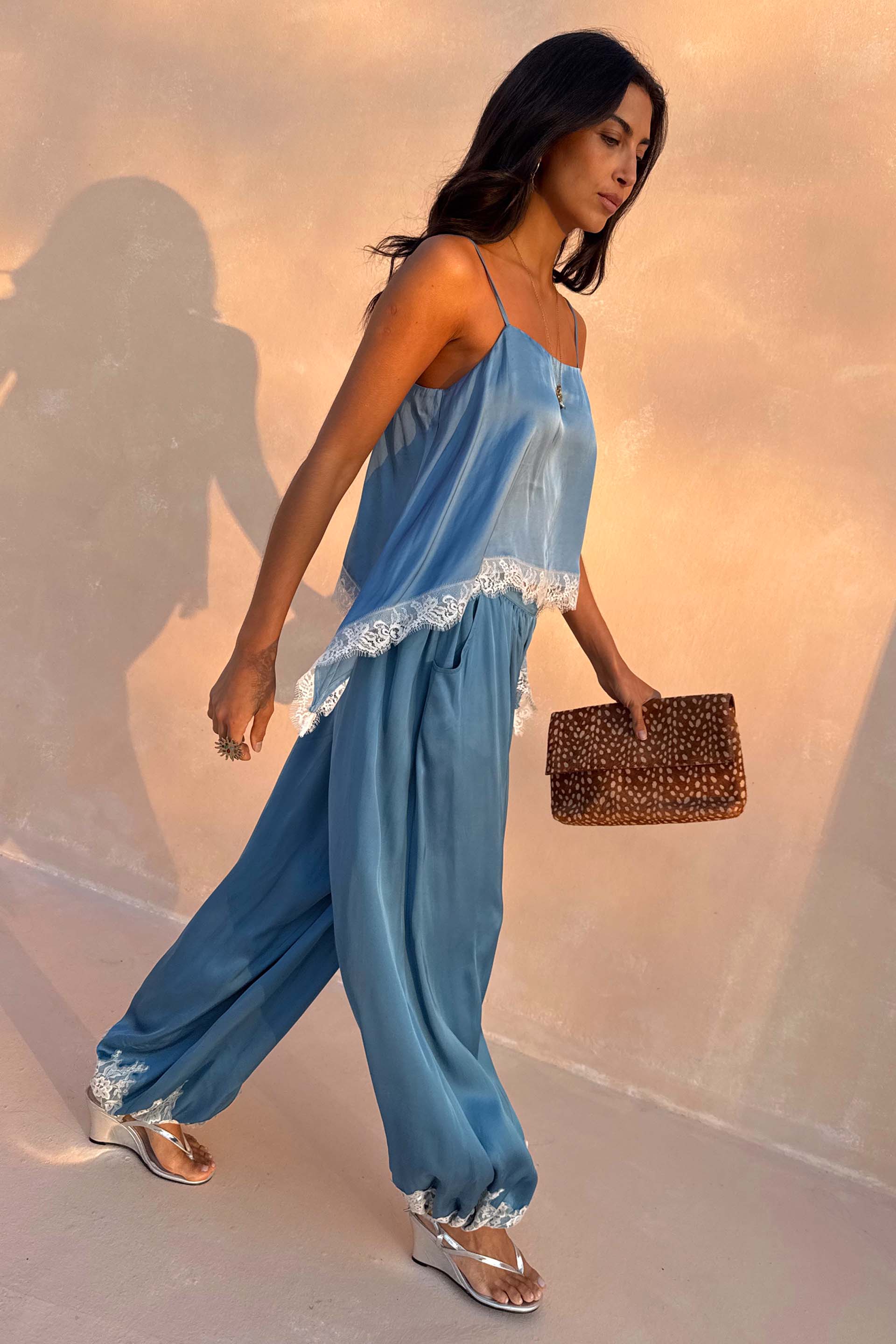 Blue Lace Balloon Trousers - Image 5