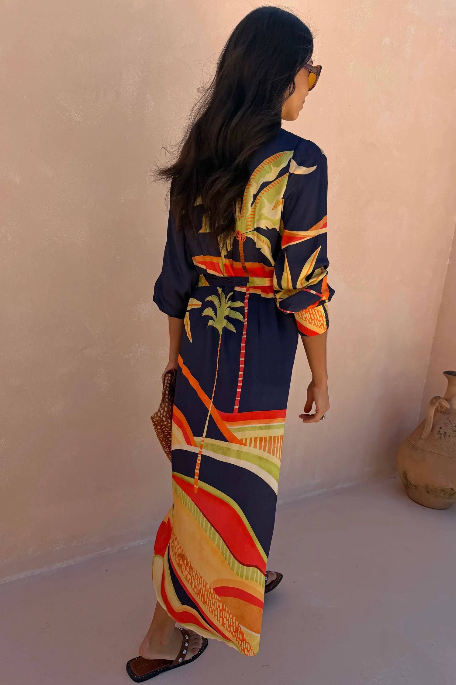 Blue Palm Shirt Dress - Image 3