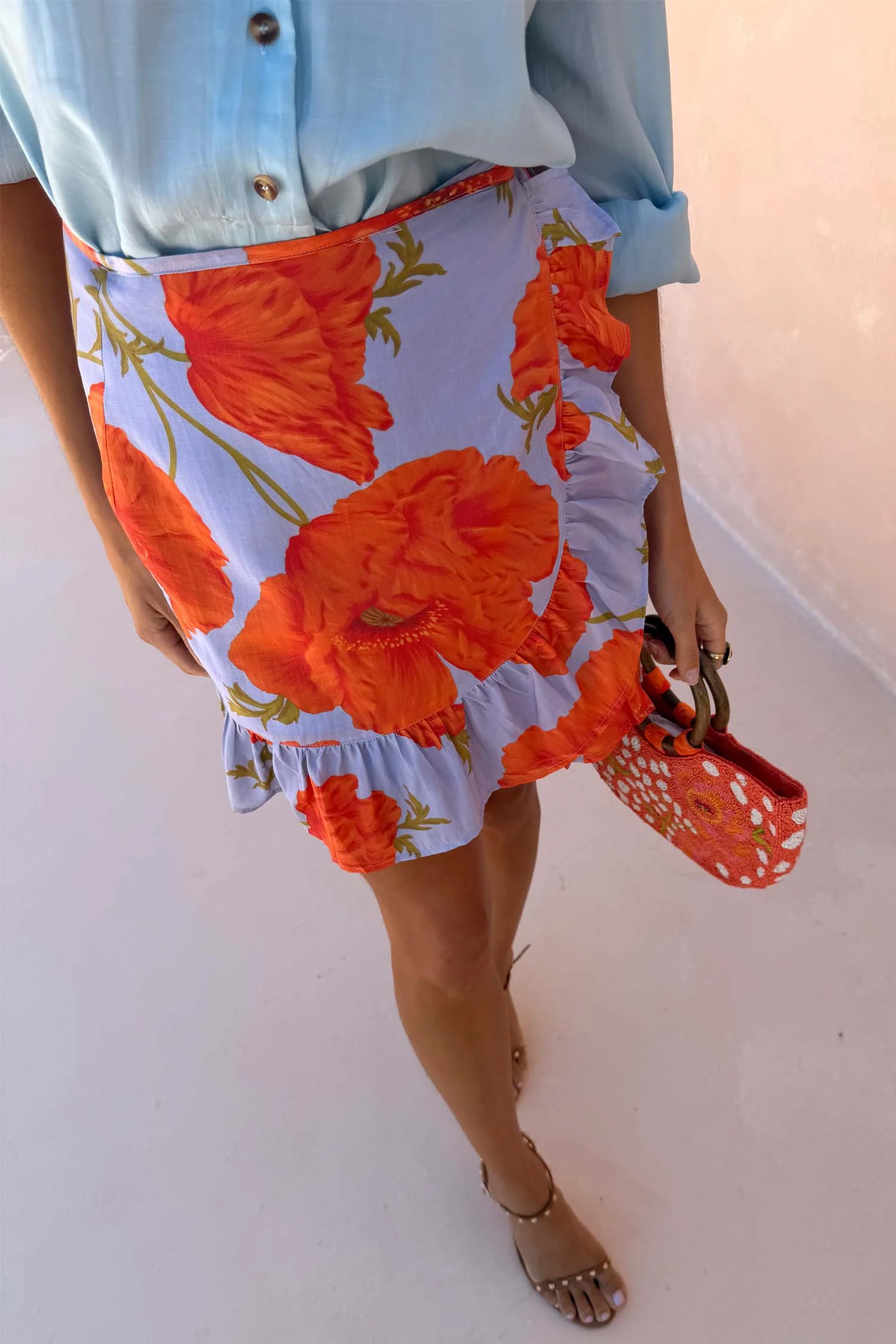 Blue Poppy Mini Jaspre Skirt with Frill - Image 4