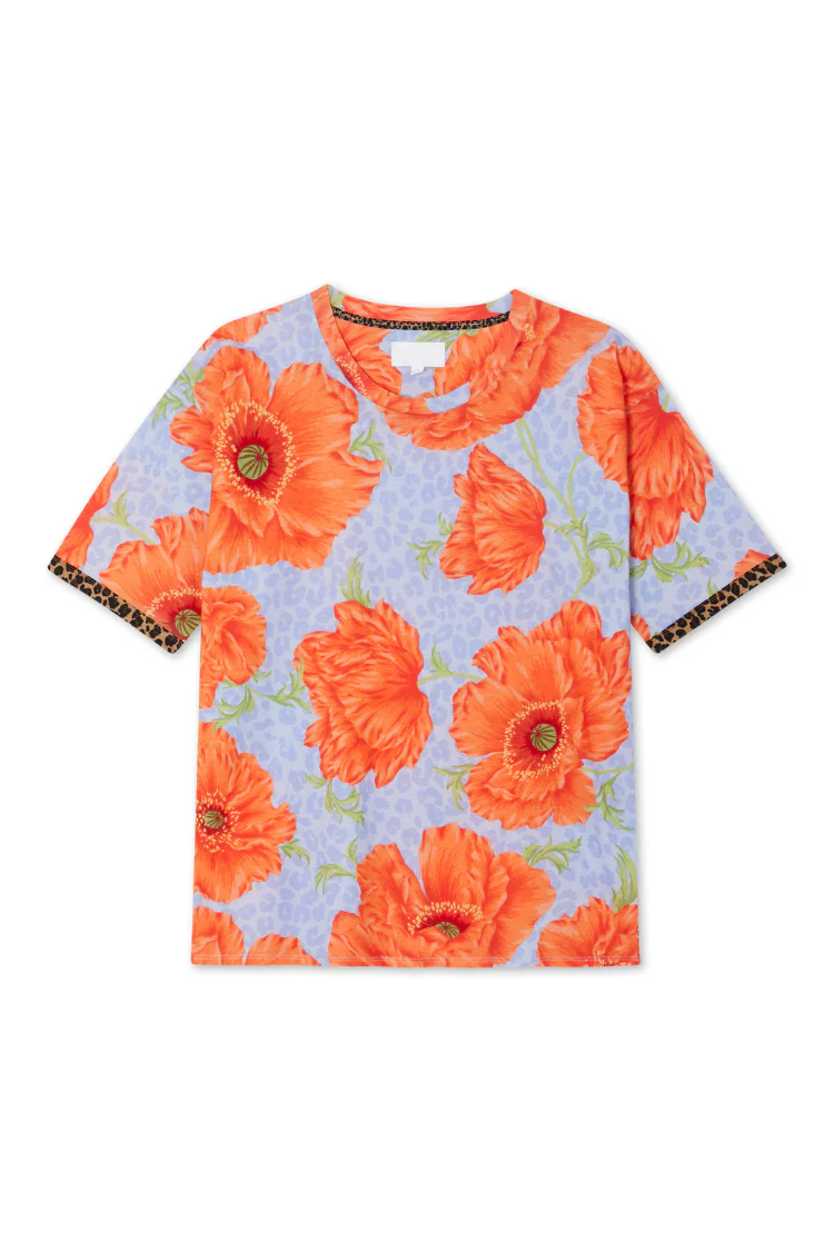 Blue Poppy Print Jersey Pyjamas - Image 12