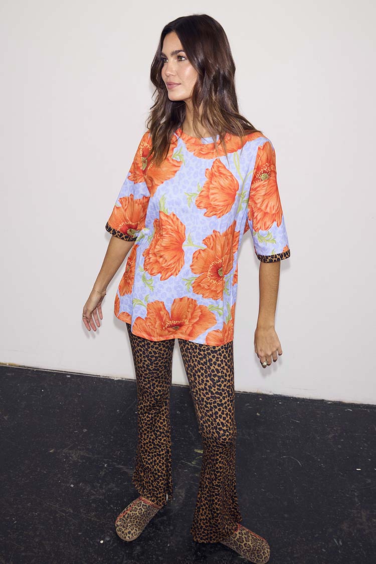 Blue Poppy Print Jersey Pyjamas - Image 3