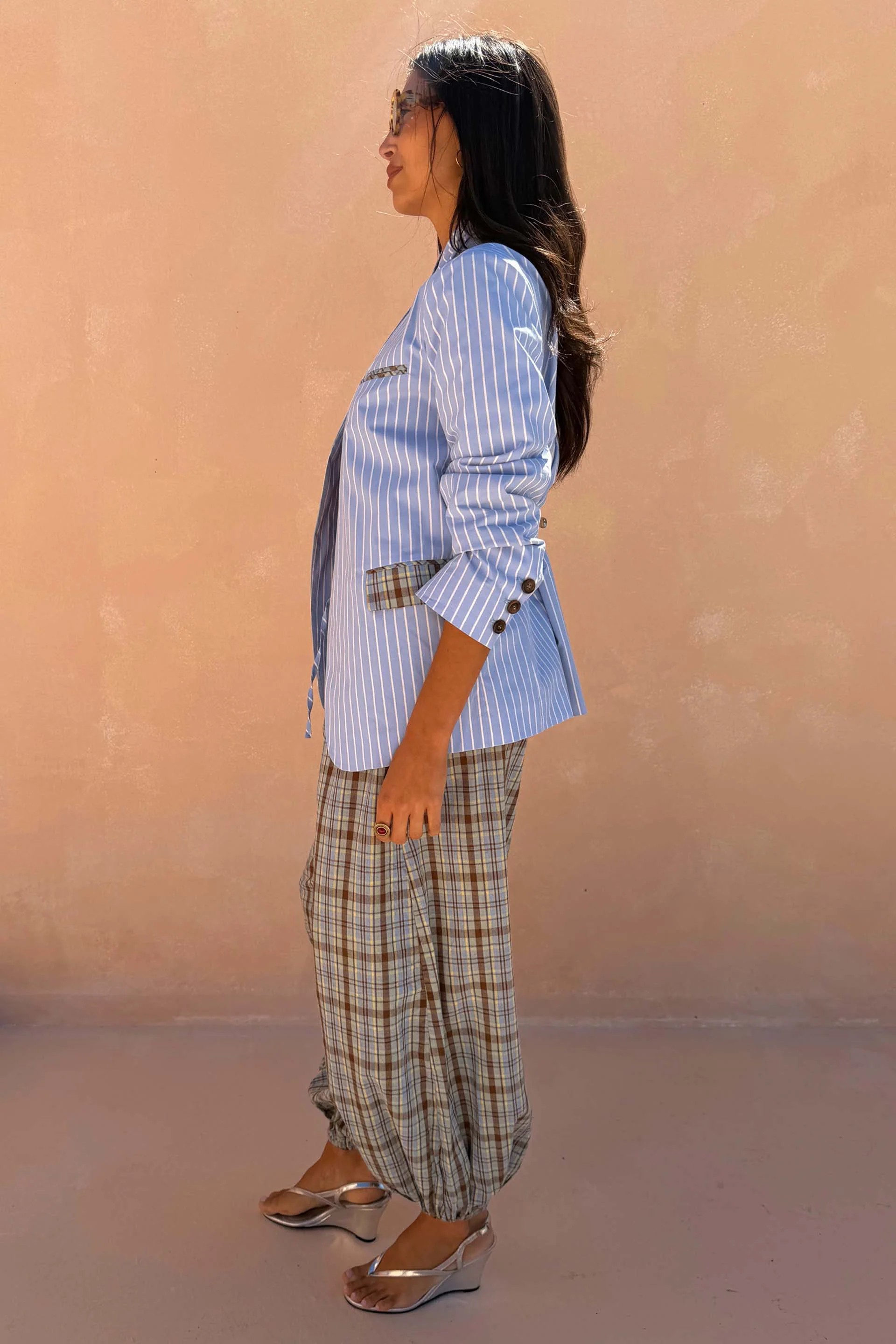 Blue Stripe Foldover Blazer - Image 6