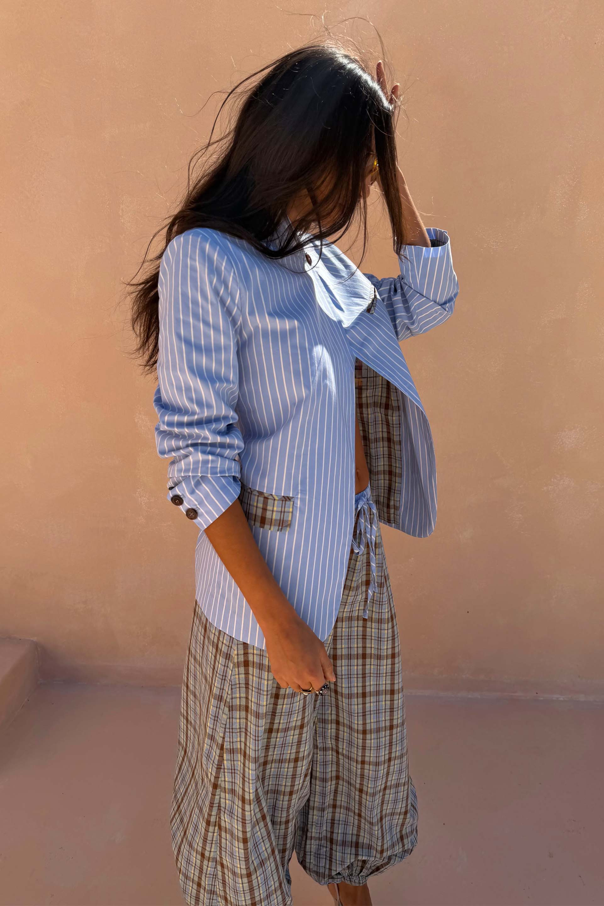Blue Stripe Foldover Blazer - Image 7
