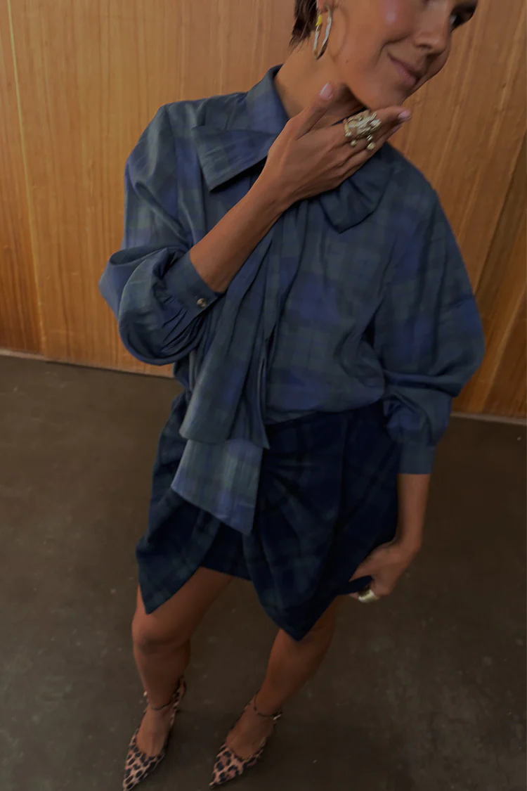 Blue Tartan Bow Skirt - Image 8