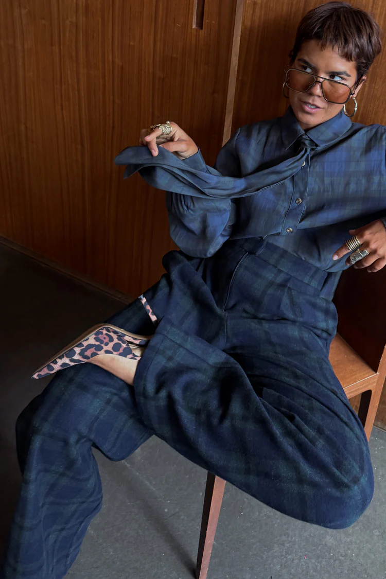 Blue Tartan Sophie Trousers - Image 3