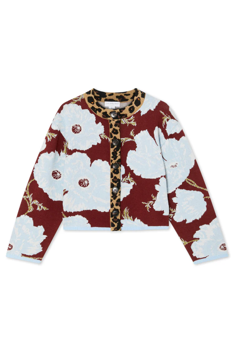 Burgundy & Blue Poppy Cardigan - Image 12