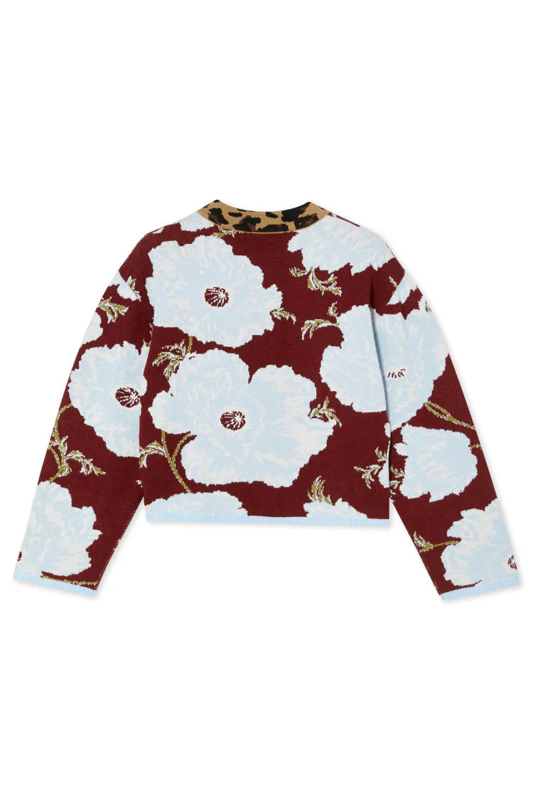 Burgundy & Blue Poppy Cardigan - Image 13