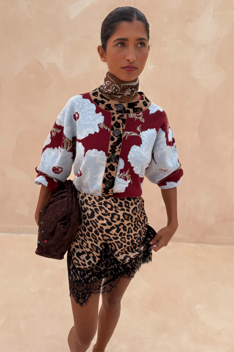 Burgundy & Blue Poppy Cardigan - Image 6