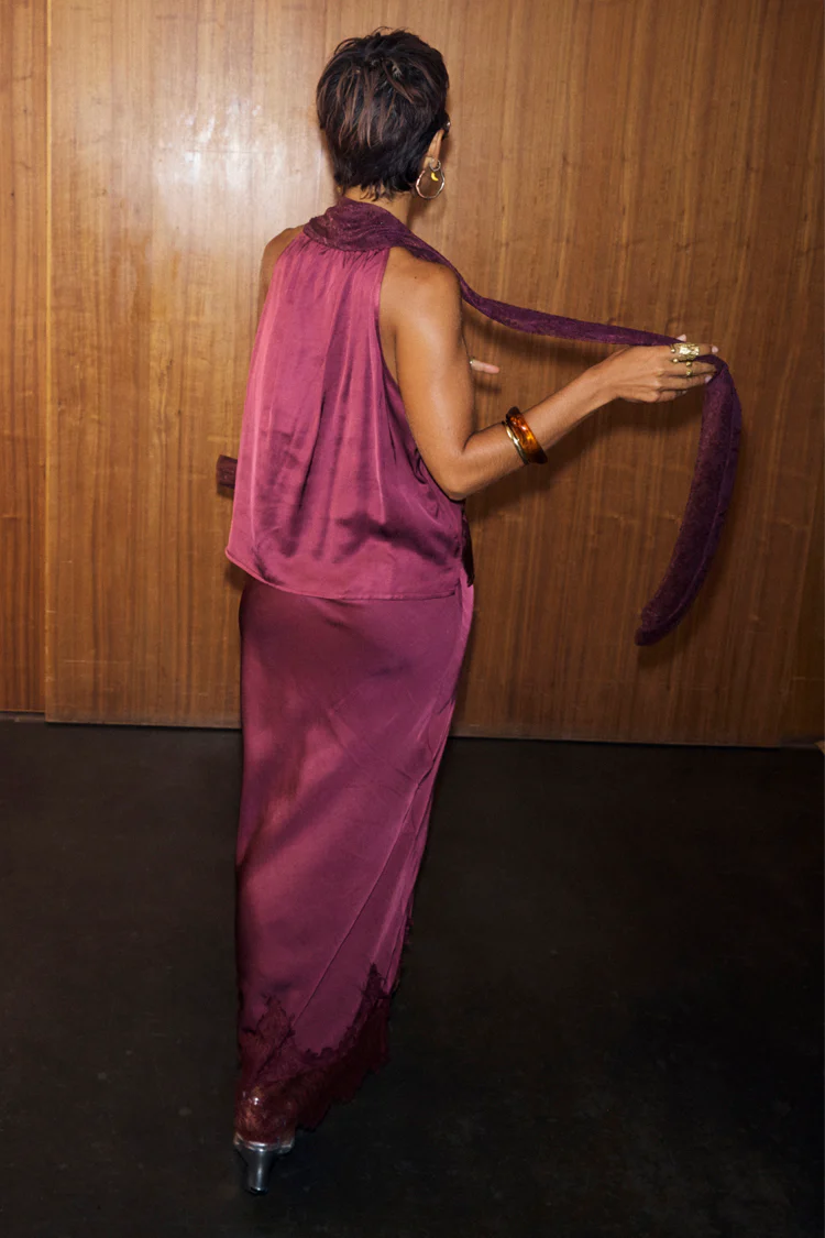 Burgundy Maeva Midi Skirt - Image 7