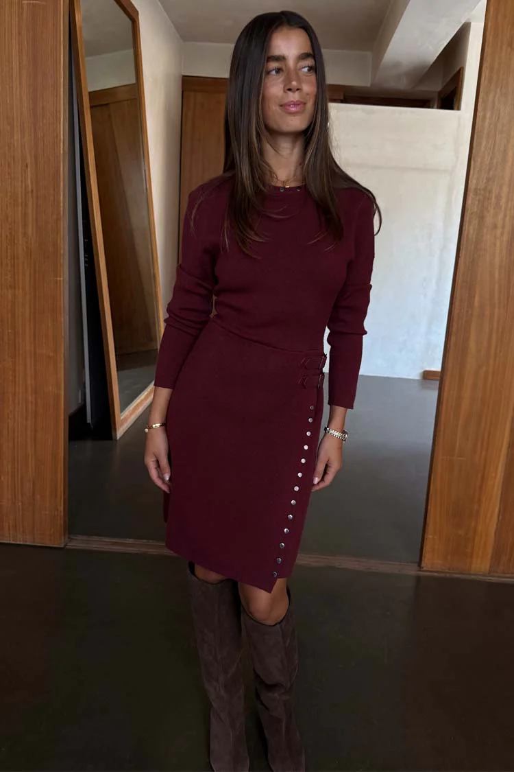 Burgundy Stud Sammie Mini Dress - Image 3