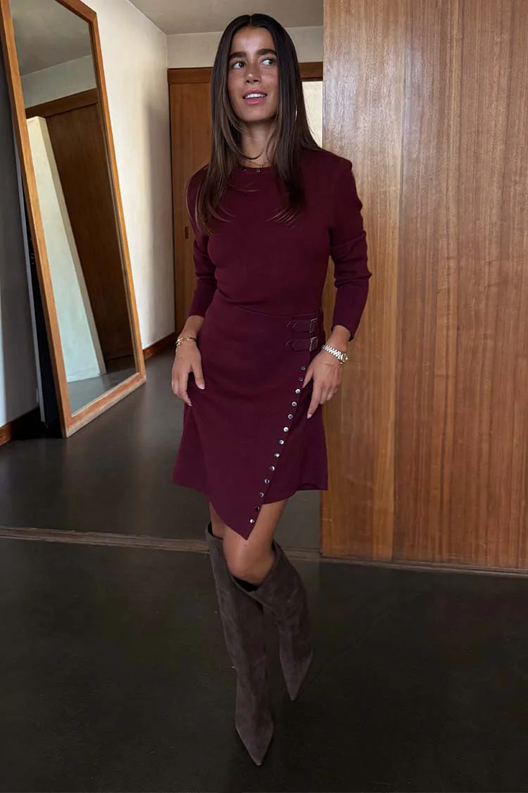 Burgundy Stud Sammie Mini Dress - Image 6