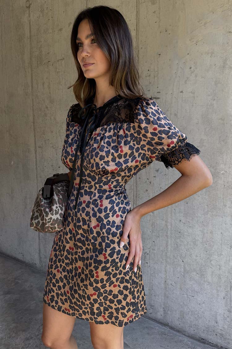 Cherry Leopard Mini Lyla Dress - Image 5