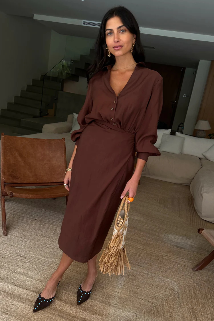 Chocolate Midi Miley Shirt Dress - Image 4