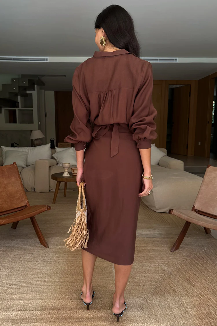 Chocolate Midi Miley Shirt Dress - Image 5