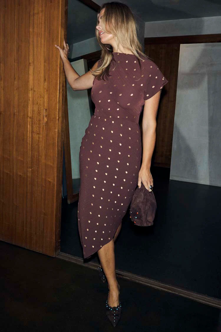 Chocolate Plisse Desiree Dress - Image 5